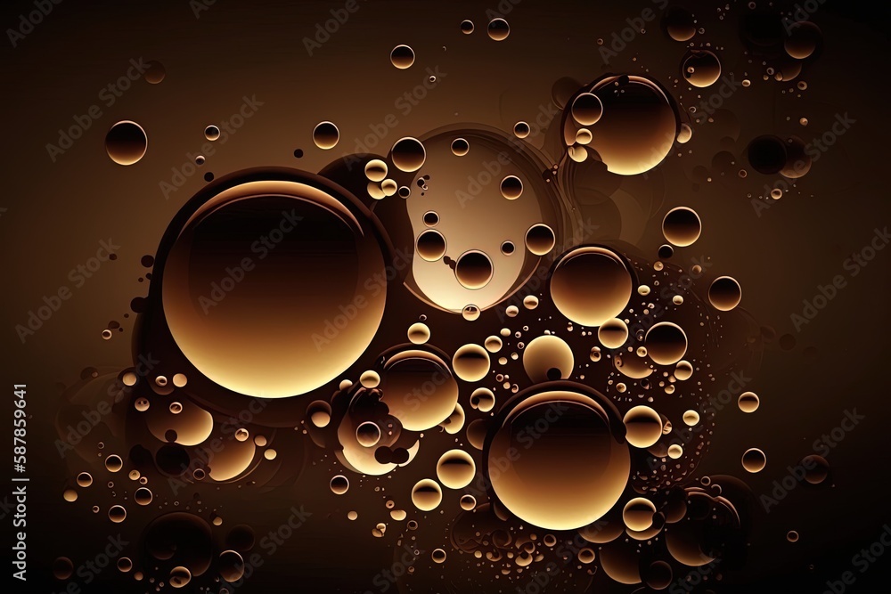 Poster abstract brown and bubbles backdrop generative ai