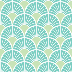 Blue Green Art Deco Scales Seamless Vector Repeat Pattern