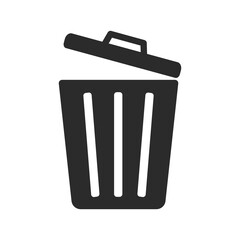 Garbage bin icon on transparent background.