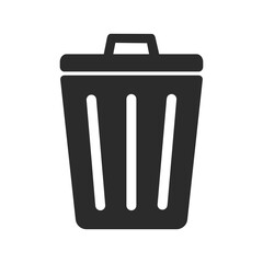 Garbage bin icon on transparent background.