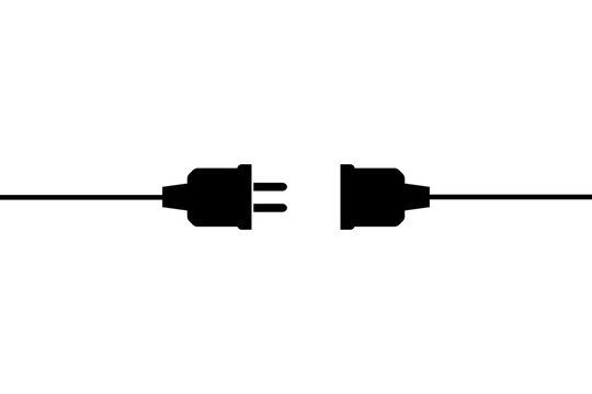 Electric Wire Plug And Socket Unplugged Icon On Transparent Background.