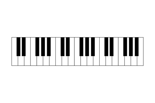 Piano keyboard icon on transparent background.