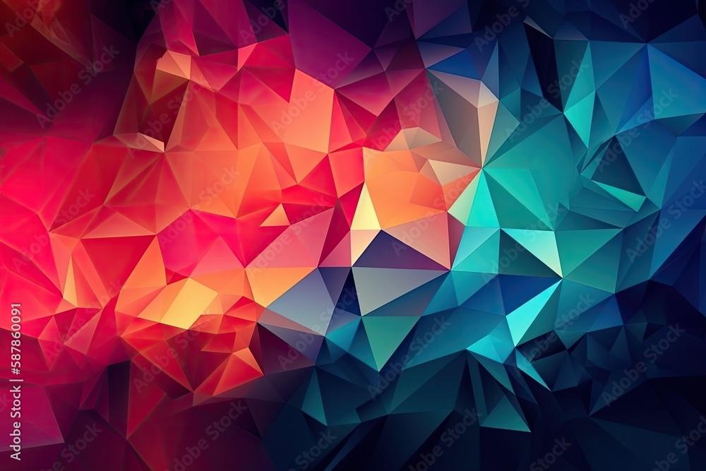 Sticker vibrant and geometric abstract background with overlapping triangles. Generative AI