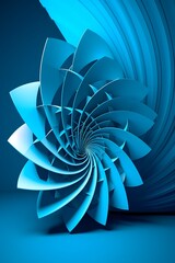 Blue abstract 3d design against colored background