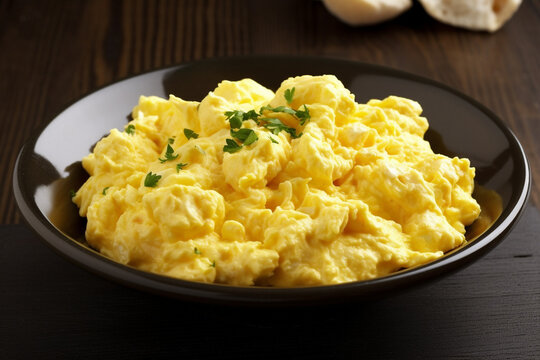 A plate of scrambled eggs generative AI
