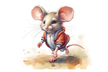 mouse dressed in a tiny jacket. Generative AI