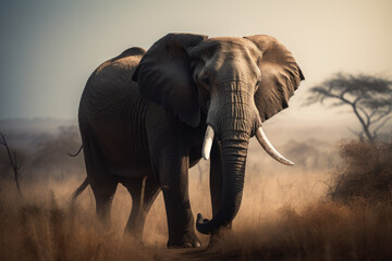 Fototapeta na wymiar Elephant in Savannah