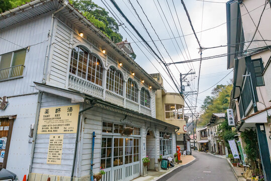 Yunotsu Onsen (Yunotsu Hot Spring) in the Iwami Ginzan Silver Mine, UNESCO World Heritage Site, Shimane Prefecture, Japan.