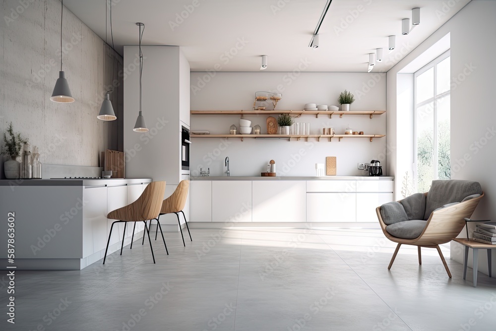 Sticker spacious kitchen with ample counter space and comfortable seating. Generative AI