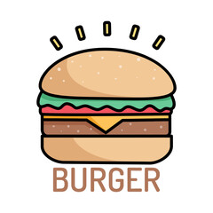 cute burger icon on white background