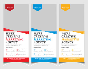 Corporate business marketing roll up banner design and vertical stand banner template.