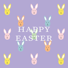 Happy Easter card. Cute easter egg, bunny elements. Vector illustration for card, banner, invitation, social media post, poster, mobile apps, advertising.