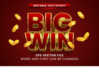 Big win red gold vector text effect