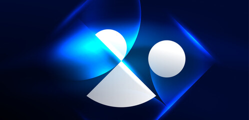 Abstract background blue shiny glowing neon color round elements and circles. Techno futuristic vector Illustration For Wallpaper, Banner, Background, Card, Book Illustration, landing page