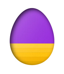 Fototapeta premium Purple and yellow paper cuts form an Easter egg pattern. transparent background