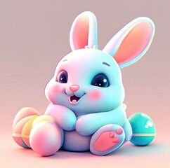 easter bunny with eggs