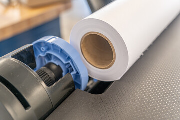 Roll of White printing paper to be loaded on printer