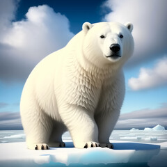 Polar bear on an ice floe in the ocean. Generative AI