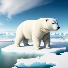 Foto op Canvas Polar bear on an ice floe in the ocean. Generative AI © Sergey Ilin