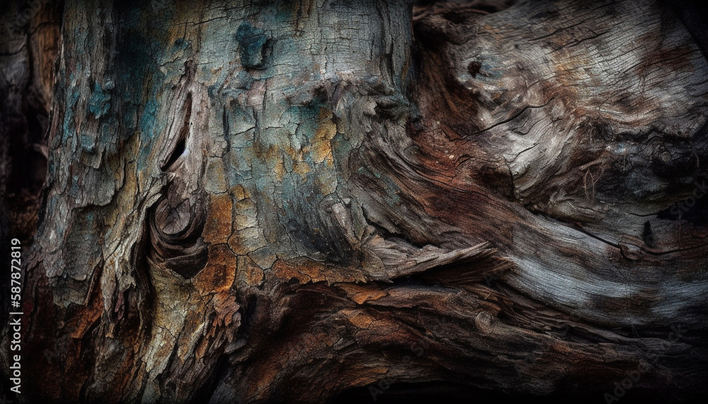 Poster rough beauty in nature rotting trunk abstract pattern generated by ai