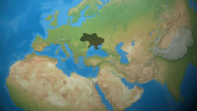 Earth Globe US to Ukraine Zoom In