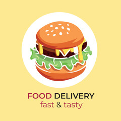 Food delivery. Fast and tasty. Vector illustration