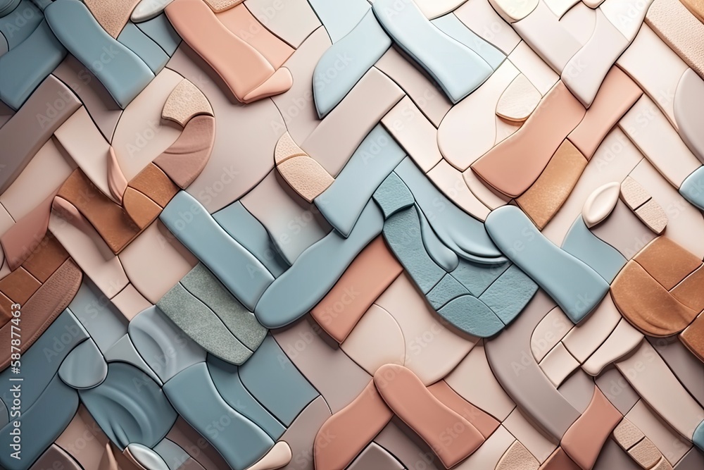 Poster illustration of an abstract wall made up of various shapes and sizes. generative ai