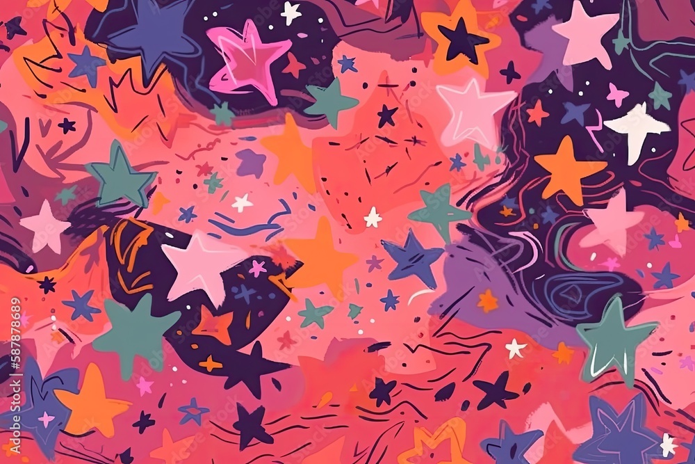 Poster vibrant and dynamic background with swirling stars. generative ai
