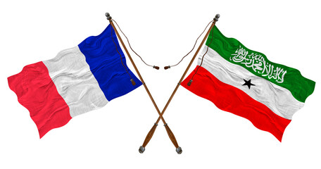 National flag  of Somaliland and France. Background for designers