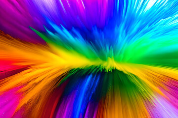 Multicolor splash of particles festival of colors powder burst exploding and splashing powder. Abstract colored background. Holy festival. Generative AI..