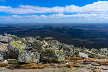 South Ural Mountains with a unique landscape, vegetation and diversity of nature in spring.