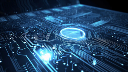 Fototapeta premium computer circuit board cpu tech nano chip manufacture future generative ai