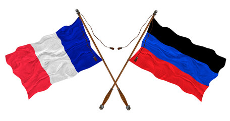 National flag of Donetsk People's Republic and France. Background for designers