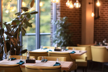 table setting in the restaurant for the cafe interior menu