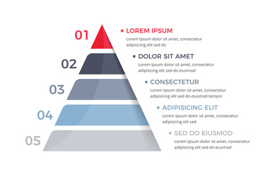 Pyramid with five elements with place for your text, infographic template for web, business, presentations
