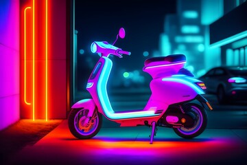 Graphic representation of "Neon-Lit Ride Through The City". Generative AI. 