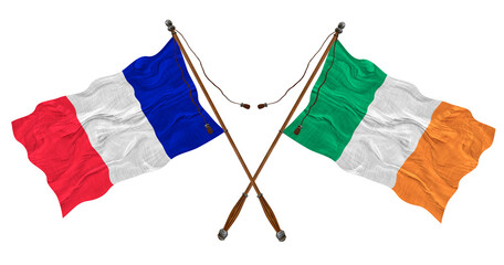 National flag of Ireland and France. Background for designers
