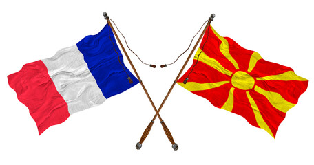 National flag of Macedonia and France. Background for designers