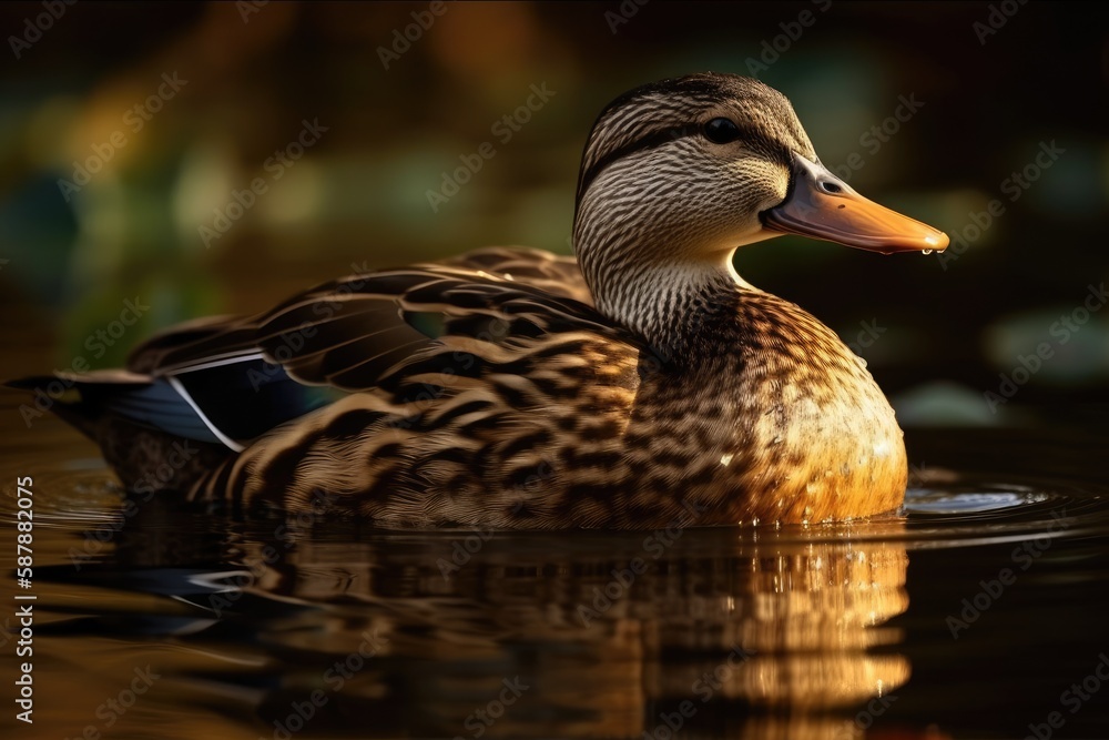 Aufkleber serene duck gracefully floating on calm waters. generative ai