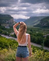 Woman in the mountains