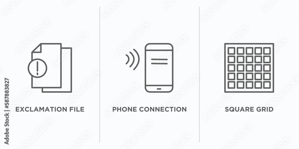 Poster ultimate glyphicons outline icons set. thin line icons such as exclamation file, phone connection, s