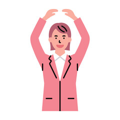 人物_ビジネス03_女性_上半身_手でマルを作る