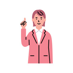 人物_ビジネス03_女性_上半身_指差しポーズ_右手