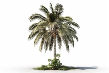 Fototapeta premium single palm tree on a plain white background. Generative AI