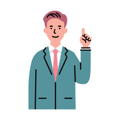 人物_ビジネス03_男性_上半身_指差しポーズ_左手