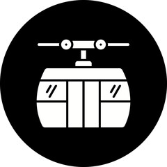 Cable Car Glyph Inverted Icon
