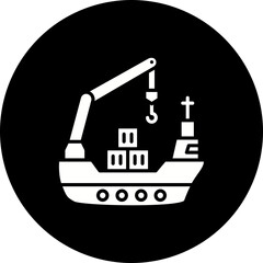 Cargo Ship Glyph Inverted Icon
