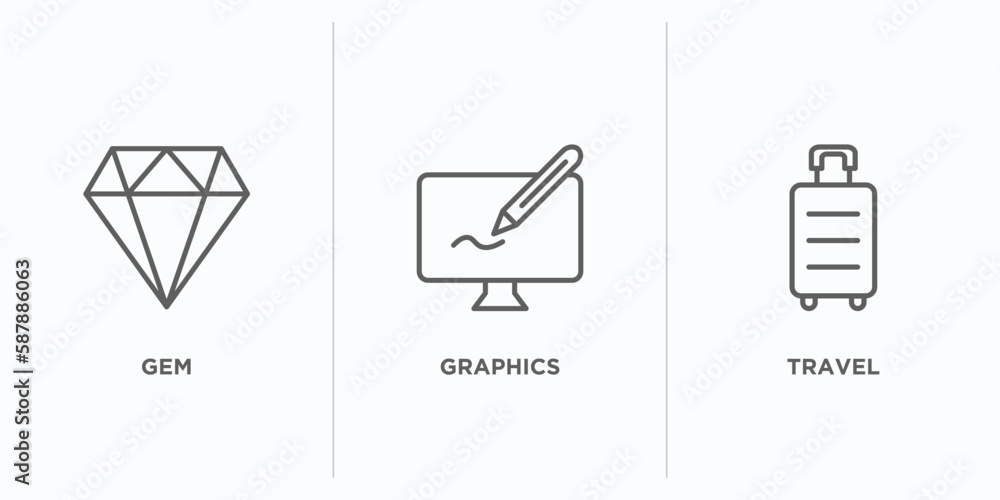 Aufkleber success outline icons set. thin line icons such as gem, graphics, travel vector. linear icon sheet c