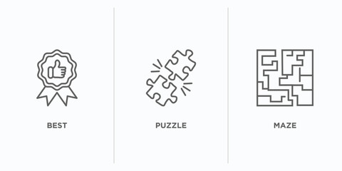 success outline icons set. thin line icons such as best, puzzle, maze vector. linear icon sheet can be used web and mobile