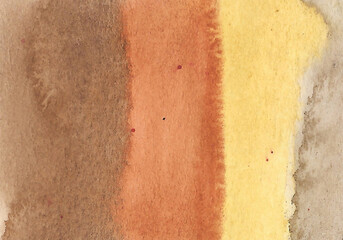 Background of vertical brush strokes in warm colors of sand and tree bark. Hand drawn watercolor illustration